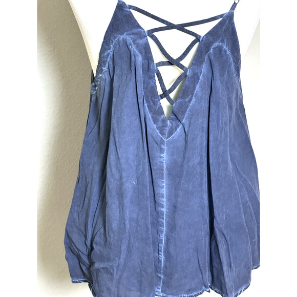 Tina Jo Top Blue Destressed Spaghetti Straps Size (M) - Picture 11 of 16